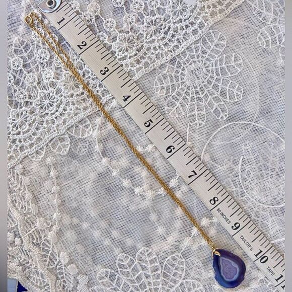 Vintage Amethyst Geode Slice Pendant Necklace 18" - Picture 7 of 8